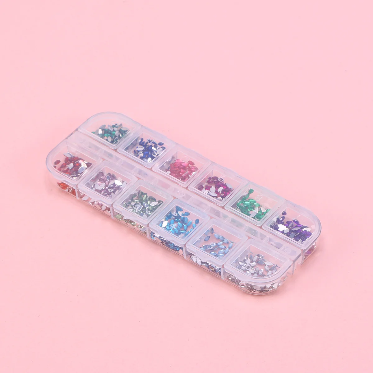 

12 Colors Nail Gems Decorations Flat Back Shape DIY Nail Art Rhinestones Gems Crystal Manicure Accessories