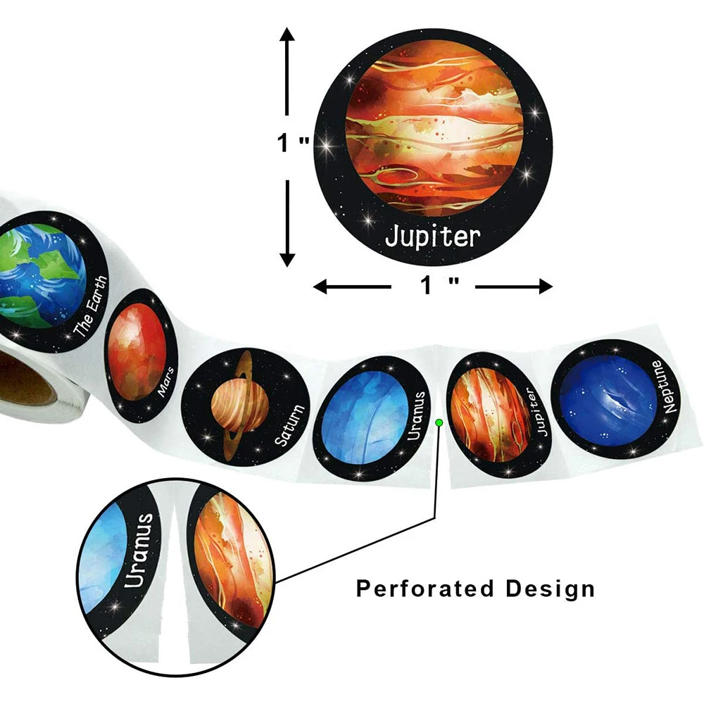 100-500PCS Solar System Planet Paper Sticker Outer Space Birthday Party Decor Sealing Label Kids Astronomy DIY Paper Tag