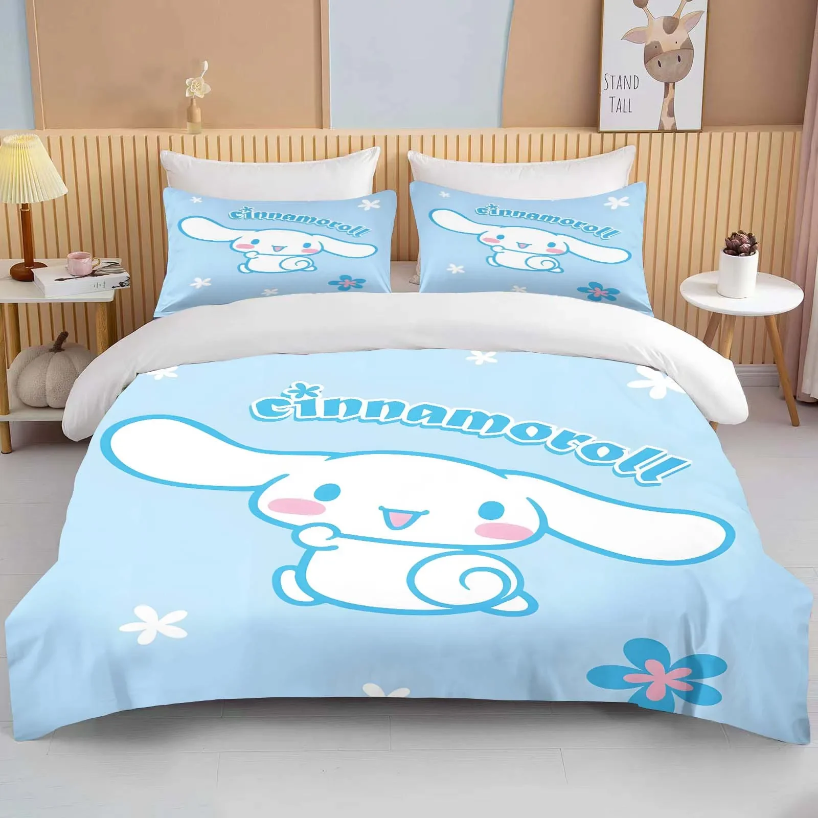 

Комплект постельного белья Sanrio Cinnamoroll, 10 размеров, пододеяльник, 1 пододеяльник, 2 Наволочки, комплект роскошного постельного белья для взрослых и детей