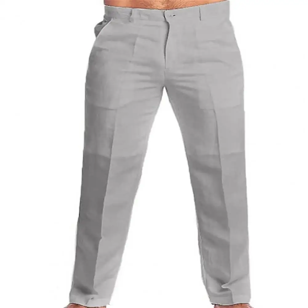 2023 Men\'s Stand Pocket Casual Linen Pants Solid White Gray Trouser Plus Size 3xl Mens Elegant Fashion Sweatpants Men Streetwear