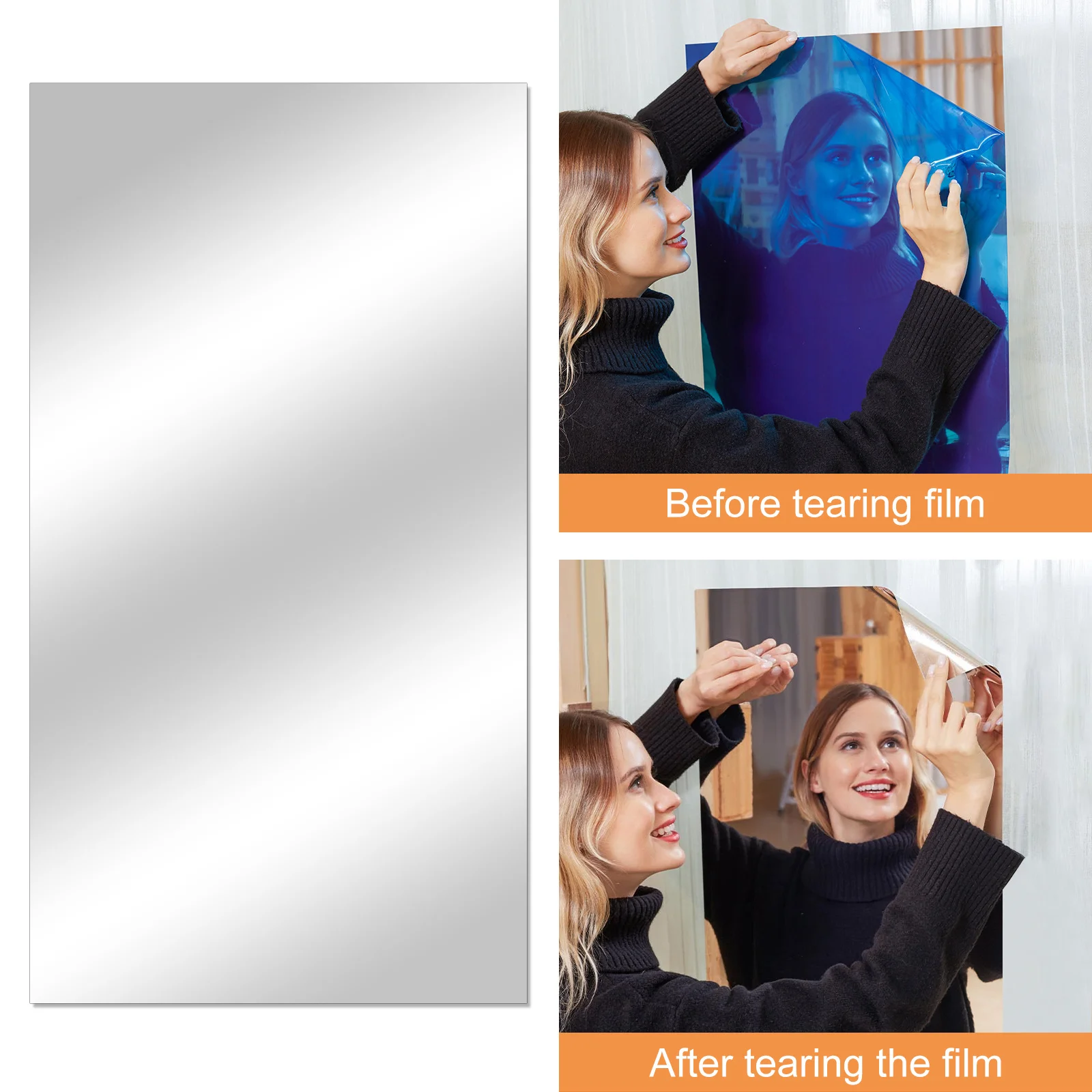 

Mirror Wall Stickers Smooth Surface Decor Room DIY Bathroom Wall Stickers Waterproof Adhesive Frameless Premium