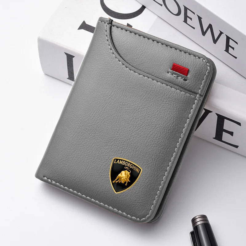 الجلود الائتمان الرجال قصيرة الذكور محفظة حامل بطاقة بطاقة محافظ لامبورغيني أوروس هوراكان أفينتادور قسط اكسسوارات السيارات