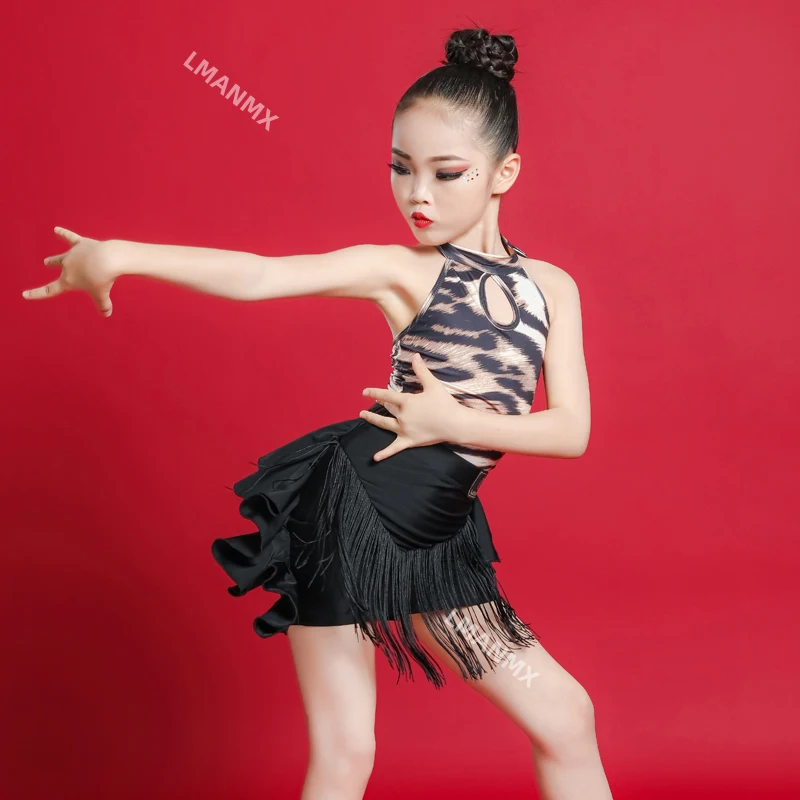Vestido de dança latina de verão infantil vestido de prática novo vestido de desempenho infantil