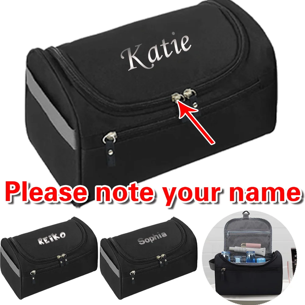 Personalized Customized Name Toiletry Bag Portable Toiletry Washbag High Quality Travel Makeup Bags Bathroom Hook Wash Pouch