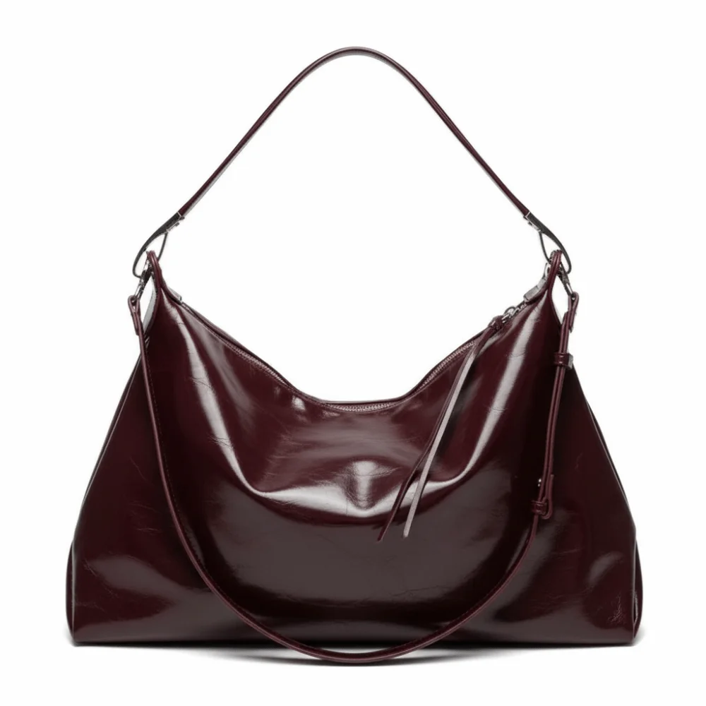 Damen Mode Öl-Wachs-Leder Umhängetasche Vielseitige Große Kapazität Schultertaschen Luxuriöses Design Elegante Handtasche – Detail 5