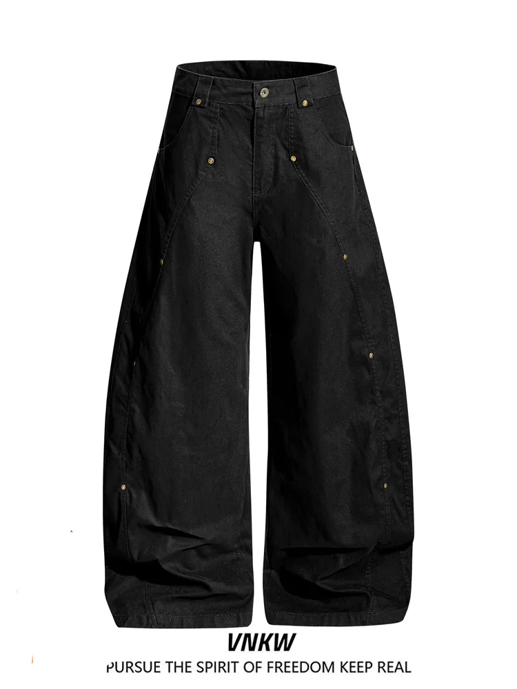 

Loose Wide Leg Workwear Pants Bla Knife Casual Trousers for Men And Women Faionable Deconstructed Patchwork Rivet