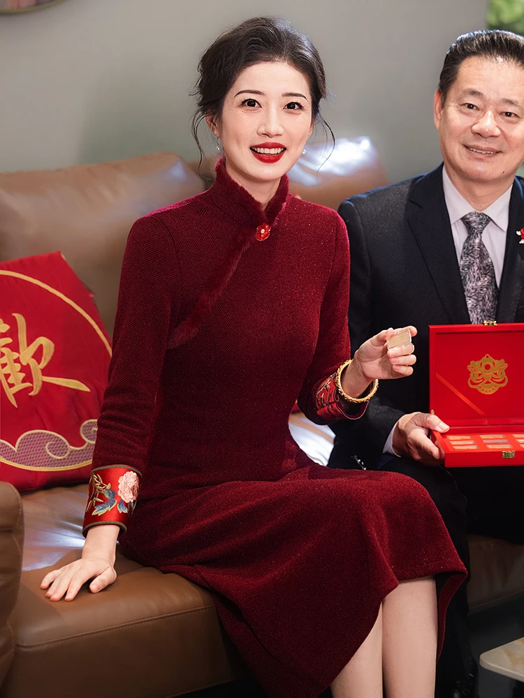 

New 2026 Wedding Dr Traditional Chinese Sle Small Size Mom's Wedding Clothes Happy andma's Wedding Banquet Costume