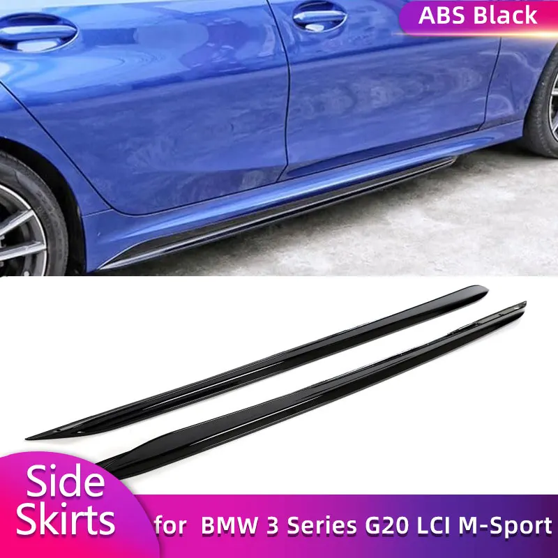 

ABS Gloss Black Side Skirts Extensions for BMW 3 Series G20 LCI M-Sport 4-Door 2023 2024 Car Side Door Bumper Apron Lip Body Kit