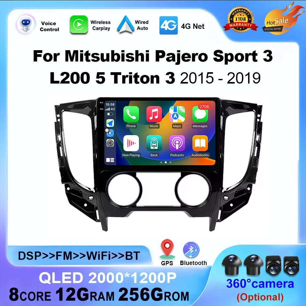 

Автомобильный радиоприемник Android Auto для Mitsubishi Pajero Sport 3 L200 5 Triton 3 2015 2016 2017 2018 2019 Мультимедийный видеоплеер DSP Стерео