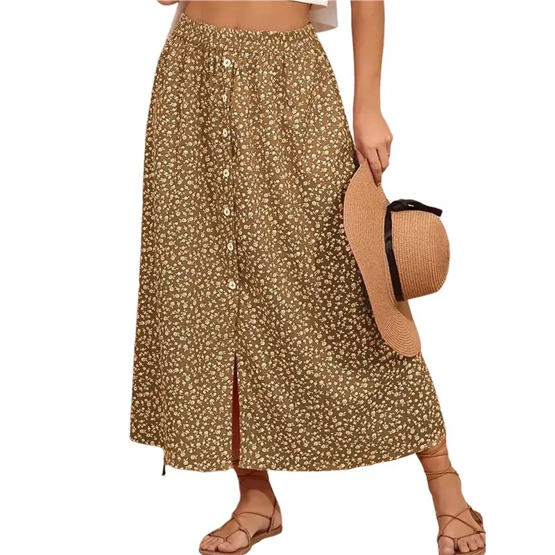 

Женские длинные юбки с разрезом CYL, летние макси-юбки с высокой талией