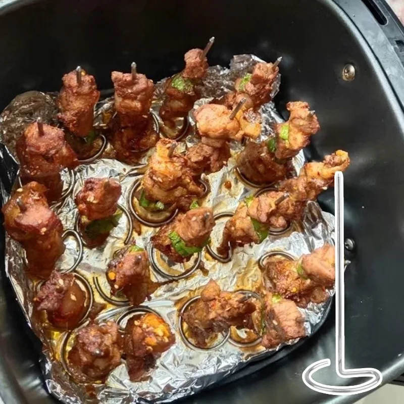 

D5 10Pcs Air Fryer Skewer Stand Vertical Stainless Steel BBQ Holder Food Grade Oven Skewers Home Kitchen Picnic Grilling Kabobs