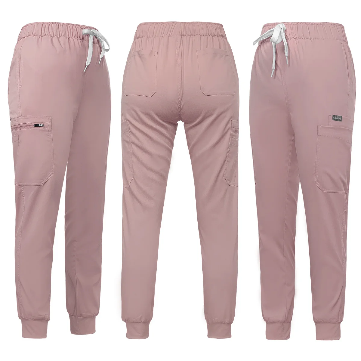 Nieuwe Mode Scrub Pakken Ziekenhuis Uniform Set Effen Kleur Unisex Chirurgische Jurk Zak V-Hals Scrubs Set Voor Vrouwen Joggingbroek