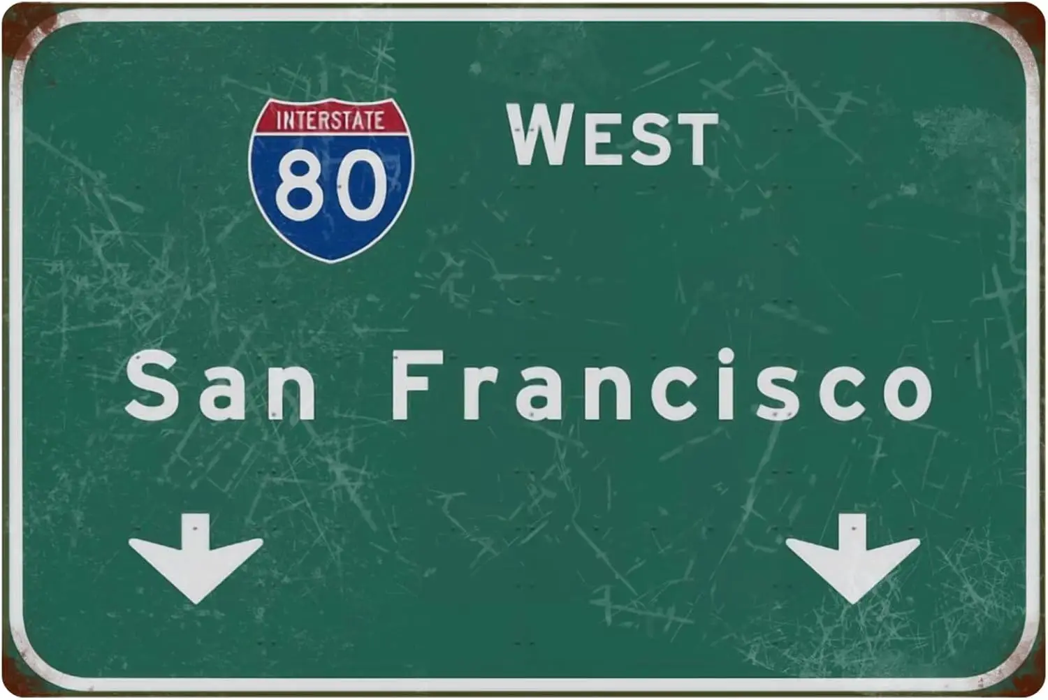 Y1,Ficoaew Tin Sign Retro West San Francisco Intercontinental 80 Highway Indication Metal Airport Bar Club L