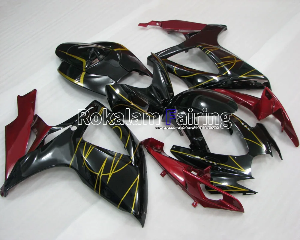 For Suzuki GSX-R600 GSX-R750 K6 2006 2007 GSXR600/750 Dark Red Black Bodyworks Motorcycle Fairing (Injection molding)