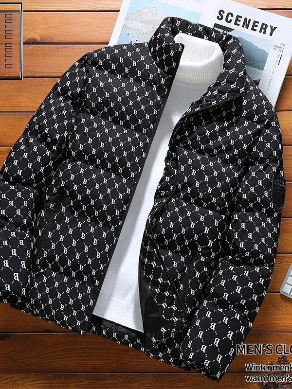 الرجال القطن Jaet الخريف الشتاء لون نقي الوقوف طوق سليم صالح ملابس خارجية Faionable للأزواج B كلمة معطف القطن #5