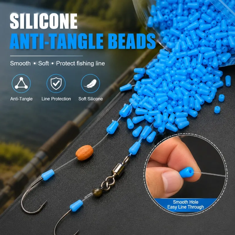 100 Stück/Set Silikon Anti-Wickel-Gummi-Stopper für Karpfen- und Fliegenfischen, ovale Angelstopper, Angelzubehör