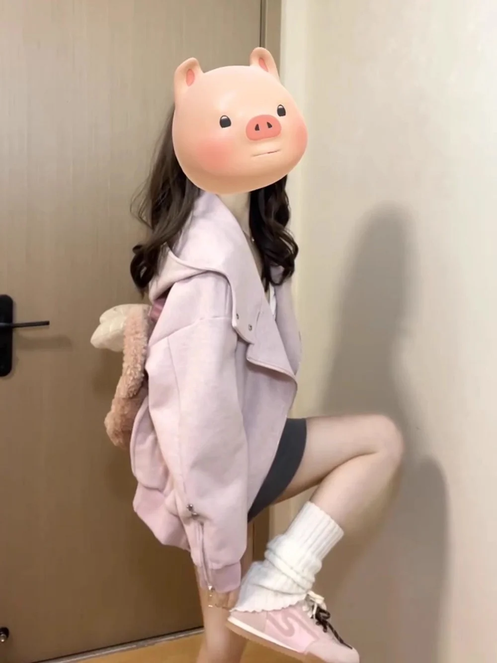 

Dopne Sweet Pink Splice Hoodie Jaet ex Spring Autumn Trendy Baseball Sle Zipper Jaet Women's Men's ort Outerwear