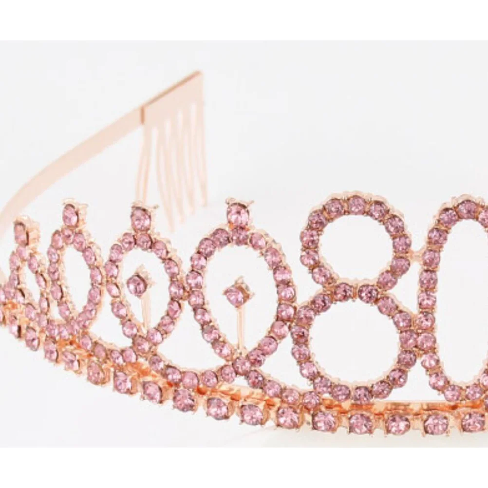 

Birthday Crown Number 80 Alloy Rhinestone Headgear Woman Party Accessories Engagement Celebration Elegant Sparkle Queen