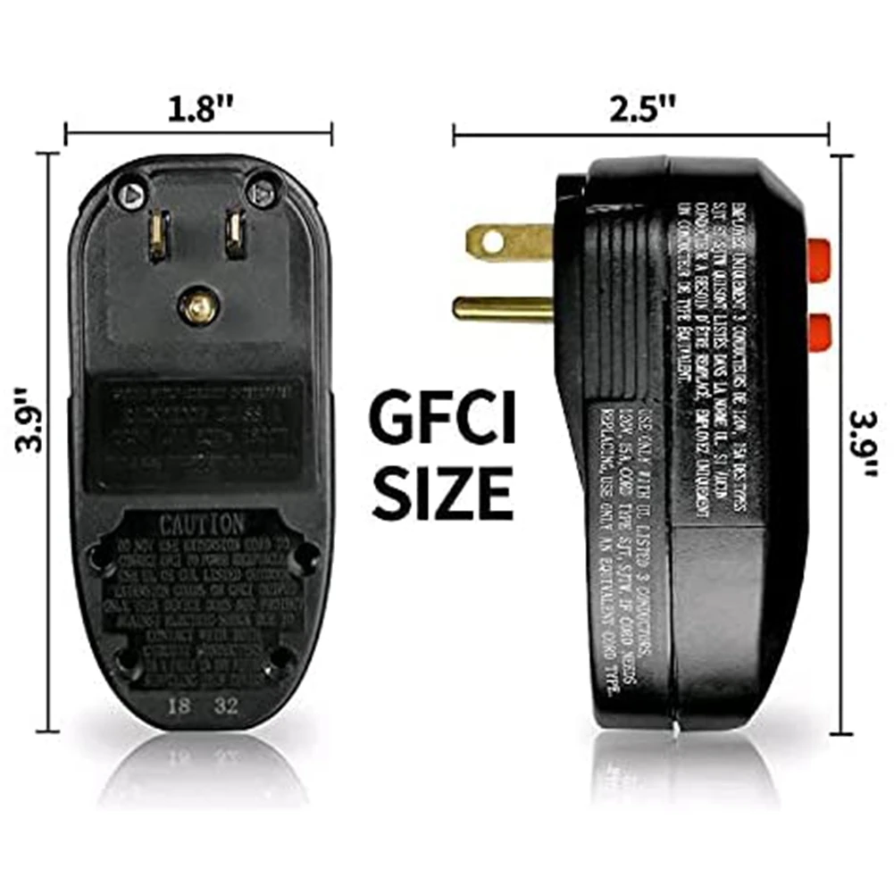 مجموعة قابس بديلة GFCI مع قاطع دائرة خطأ أرضي ، حماية أمان RCD ، 3 شوكات ، 15A ، 3 أسلاك ، لنا