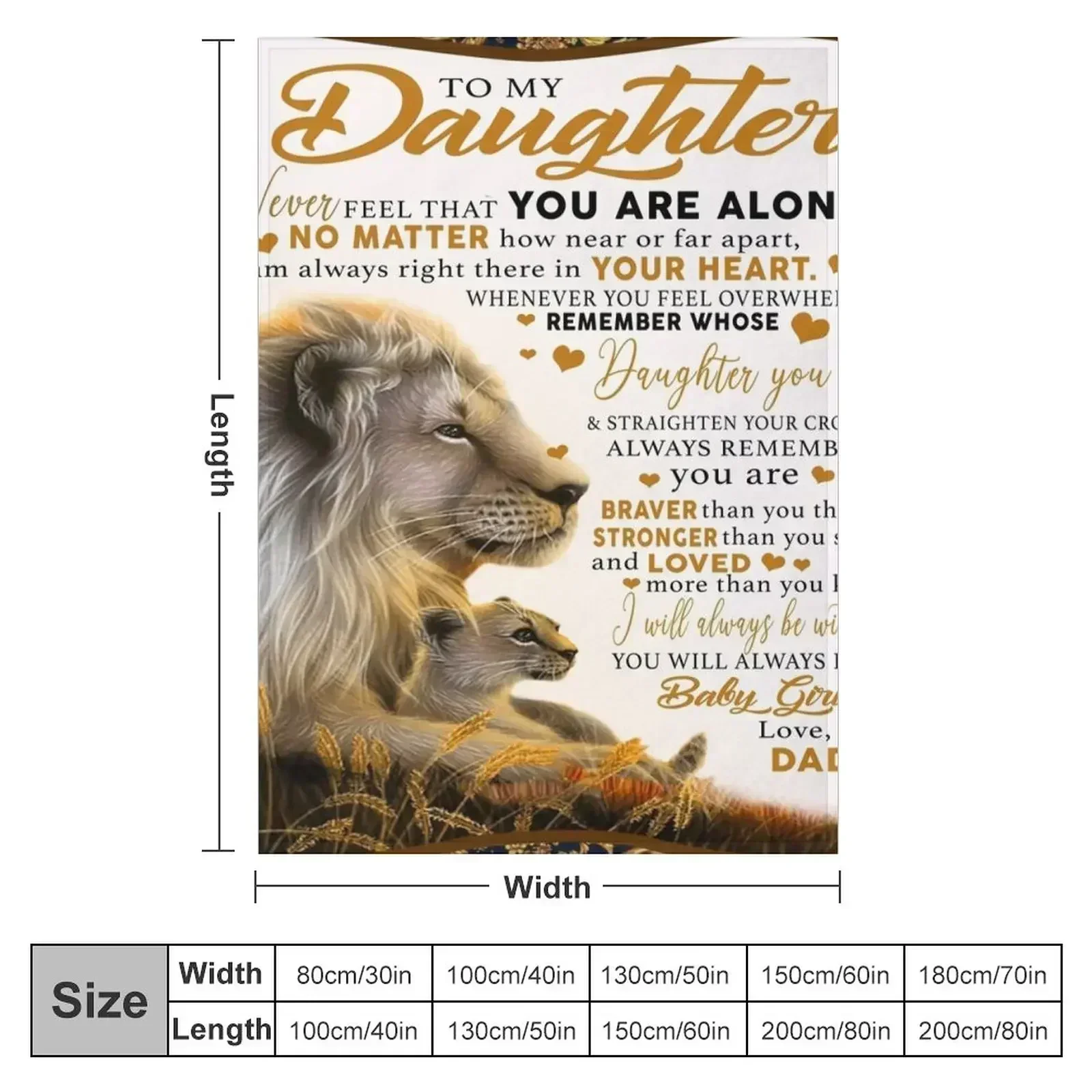 to my daughter never feel that you are alone no matter how near or far apart- love dad Throw Blanket Flannel Fabric Blankets