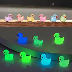 100PCS Mini Fluorescent Yellow Duck Ornament Miniature Figures Tiny Duck Resin Handicraft Micro Landscape Dollhouse Decoration
