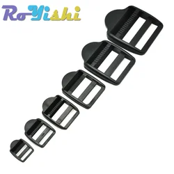 10 Pcs/Pack Ladder Lock Slider Plastic Buckles Backpack Straps Webbing 15-50mm Black