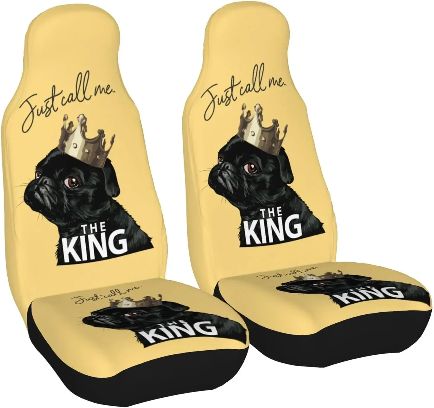 Чехлы для автомобильных сидений, универсальные автомобильные накидки на передние сиденья, с рисунком мопса, подходит для большинства авто, седана, грузовика, 2 шт.