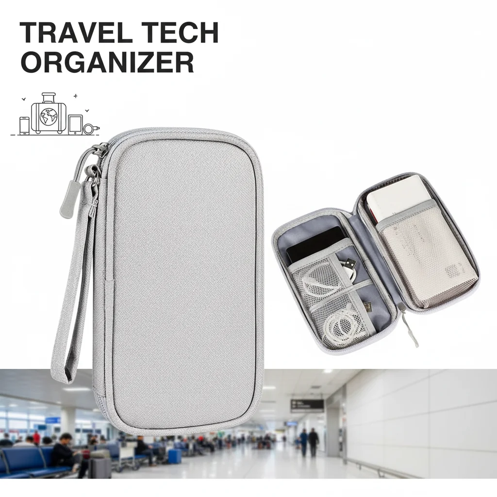 

НОВЫЙ Органайзер для путешествий, сумка для хранения кабелей, портативный водонепроницаемый чехол с двойными слоями для хранения кабелей и шнуров