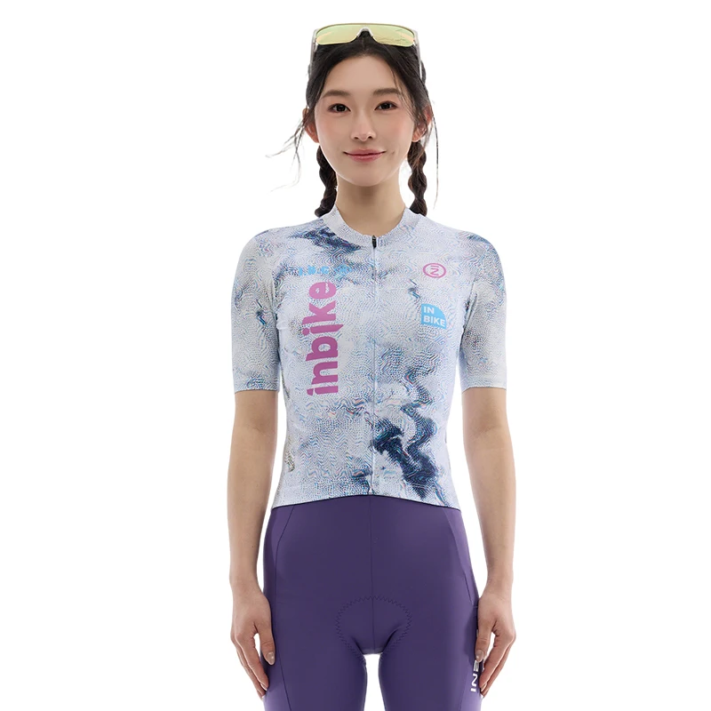 AliExpress INBIKE Women's Cycling Short-Sleeve Moisture-Wicking Breathable Summer Outdoor Cycling Jersey Full-Zip Pocket Cycling Wear