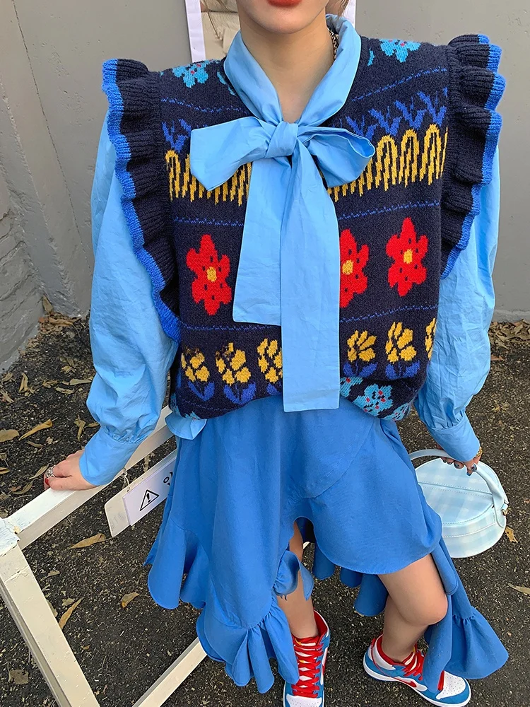 Faionable Gebreide Svel Trui Vest Dames Herfst Sle 2025, Nieuwe Collectie Koreaanse Sle Ronde Ne Top Zonder Knoppen