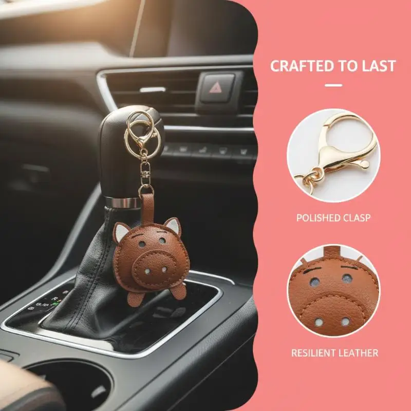 Adorable Leather Pig Keychain-5 Cute Colors, Charming Mini Figure For Daily Joy-PU Leather-Perfect For Backpack/Purse