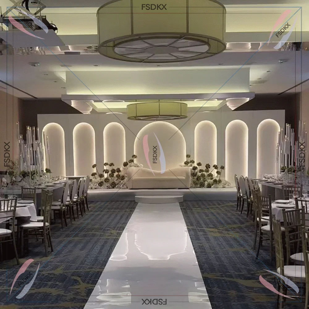 

Personalized Unique Luxury Large White Acrylic Pvc Led Background Backdrop For Wedding Decoration