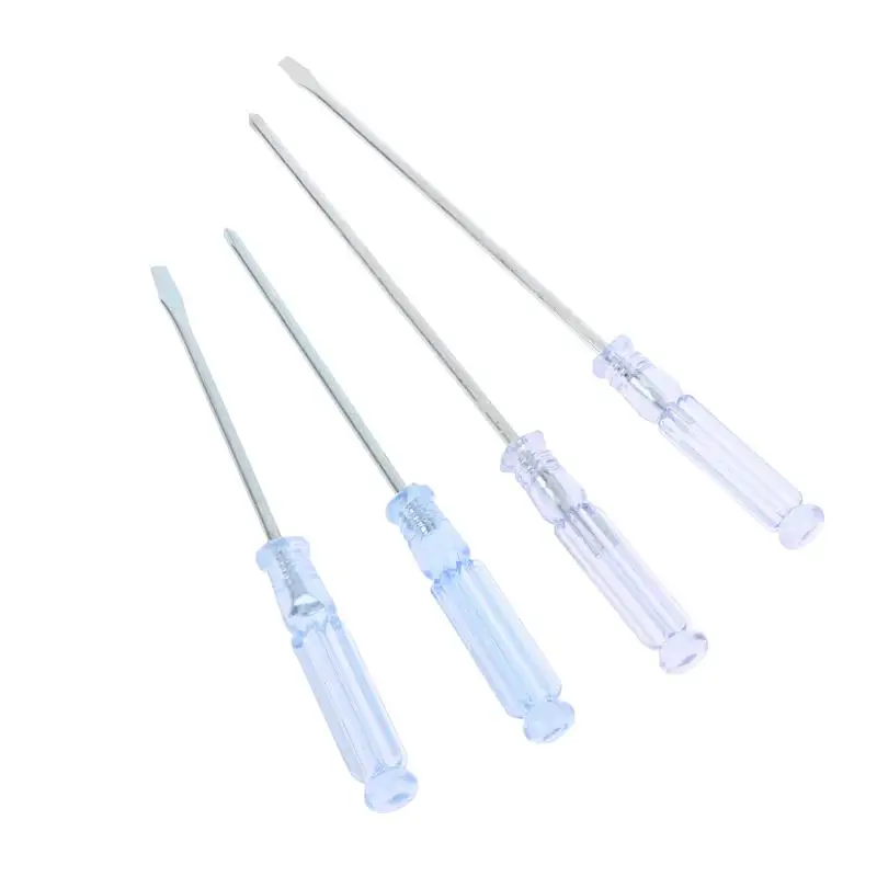 Hot 4Pcs Transparent Blue Handle Screwdriver Set Slotted Cross Manual Screw Driver Household Maintenance Repair Hand Tool Kit