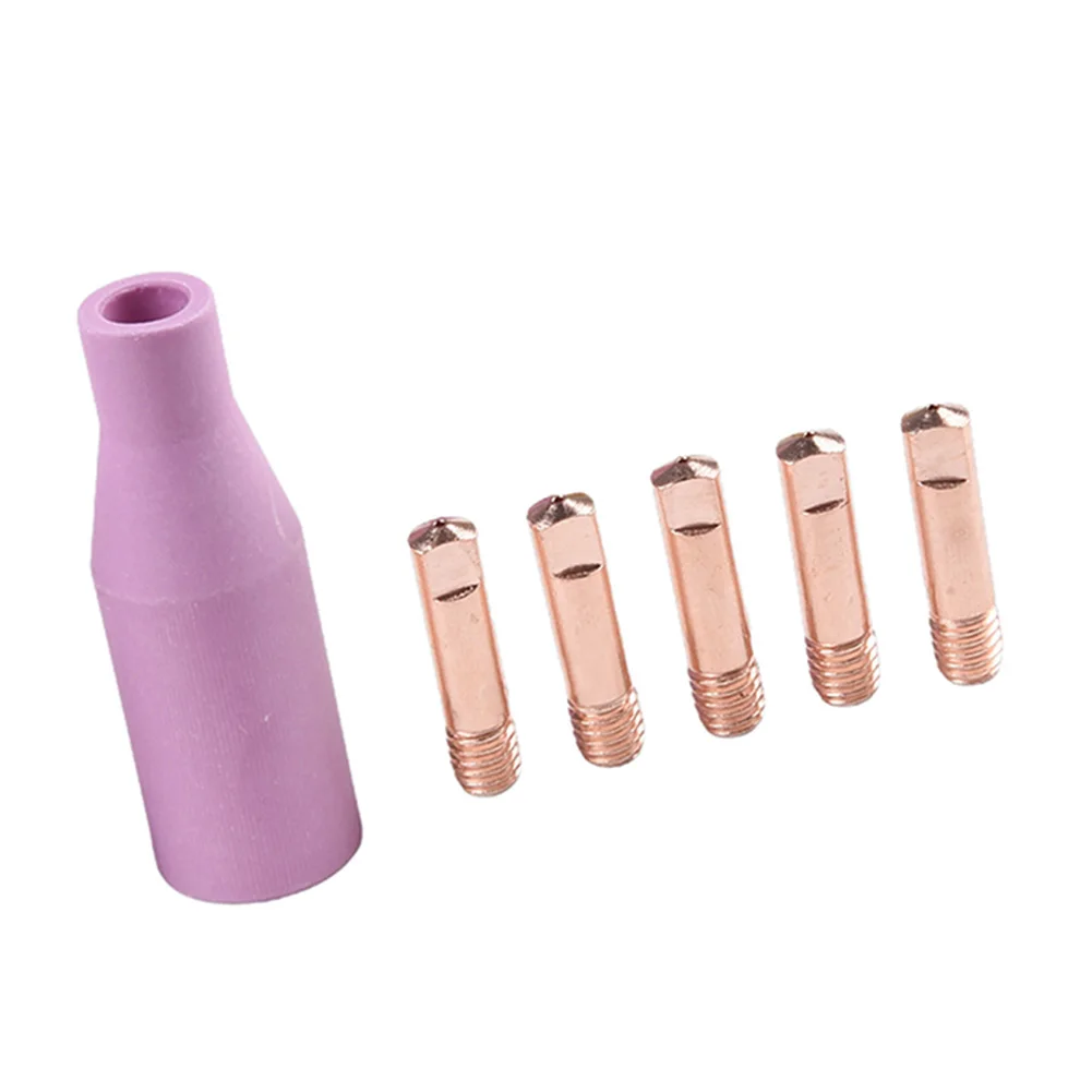 6PCS Welding Torch Gas Nozzle and Contact Tips Set for MIG MAG Torches Including For 15AK and MB15 Compatible Parts