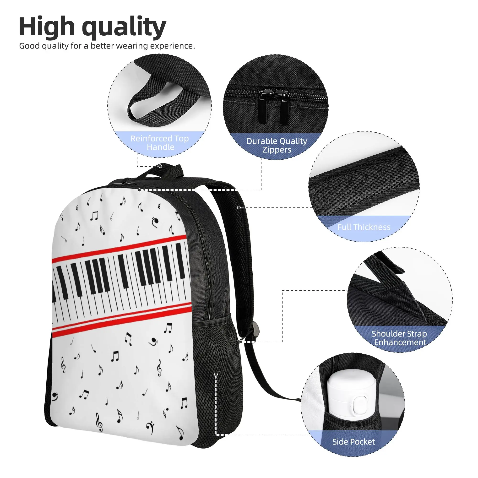 Beat It Piano Michaels Jacksons Teenage Backpack Durable High School Business  Daypack for Men Women Laptop Canvas Bags
