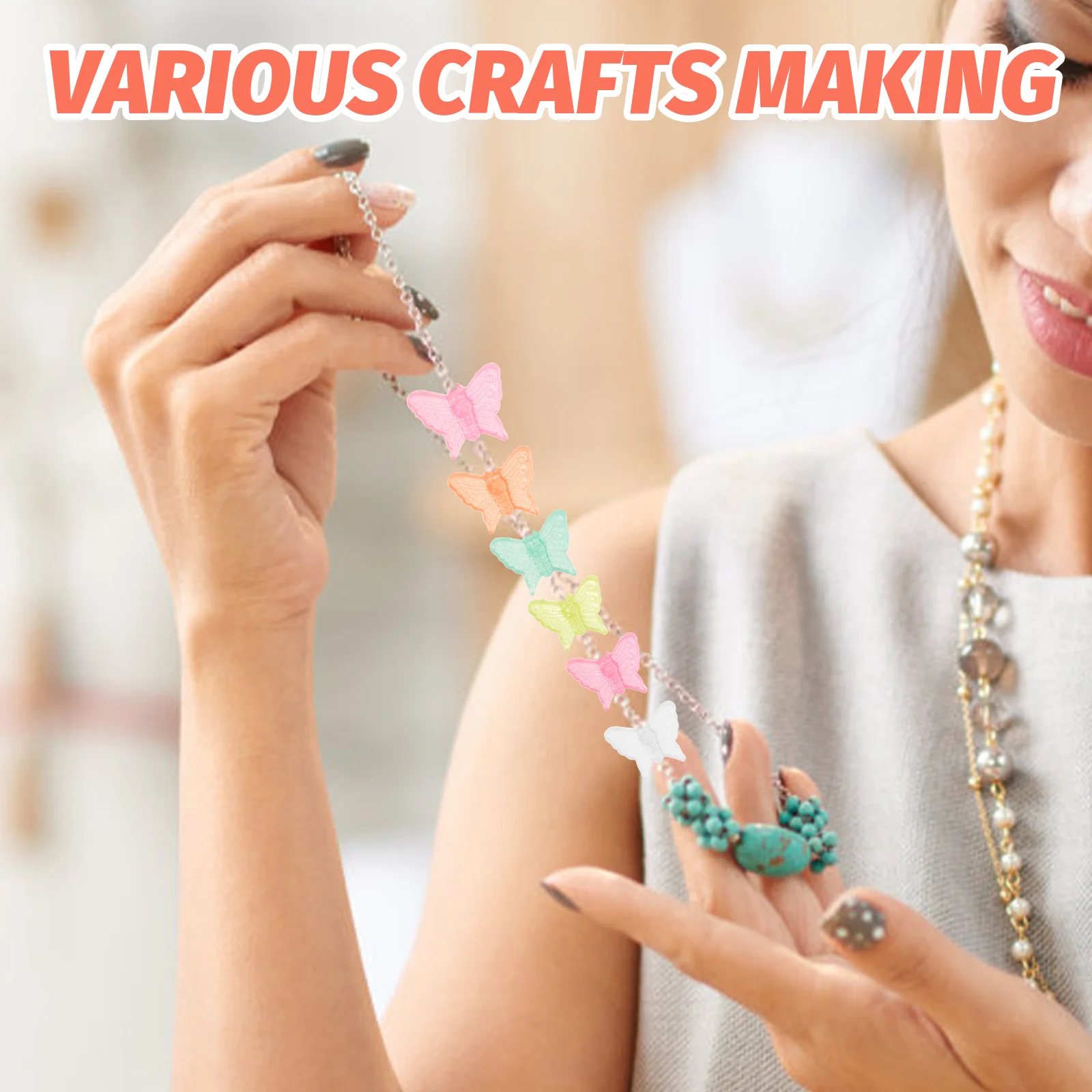 

Luminous Butterfly Acrylic Beads DIY Craft Jewelry Making Bracelet Necklace Headdress Accessories Gifts