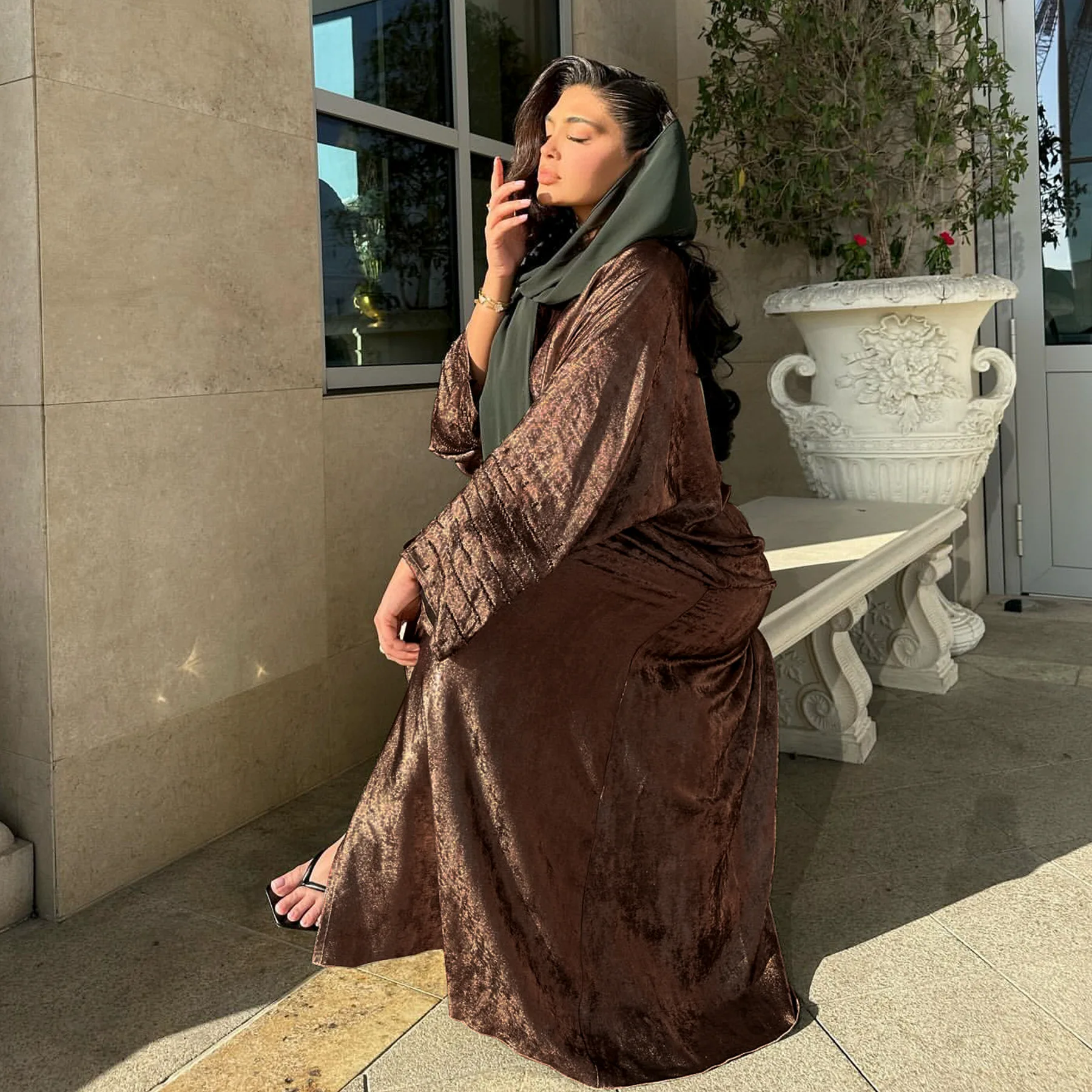 

Marocain Eid Muslim Women Open Kimono Abaya Jalabiya Djellaba Femme Eid Ramadan Kebaya Islam Clothing Muslim Dress Caftan Dubai