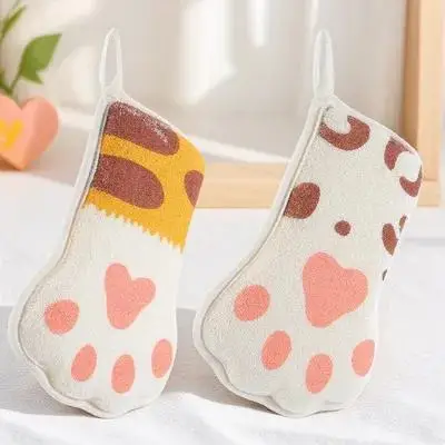 

2Pcs Baby Bath Sponge Cartoon Paw Soft Exfoliating Kids Shower Towel Toddler Bath Scrubber Skin Friendly Kids Towel