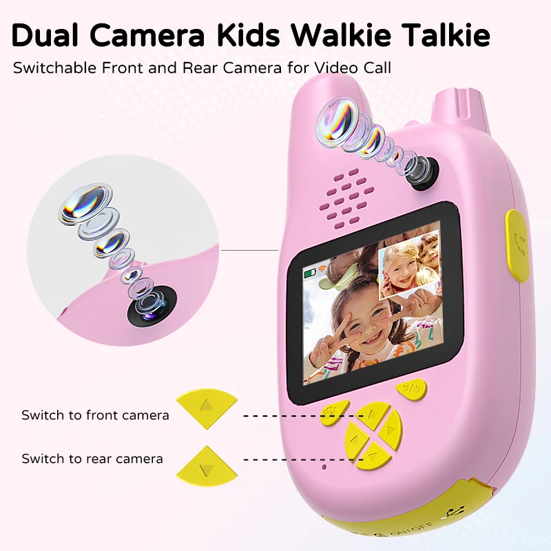 2PCS DUAL Camera HD Walkie-Talkie with  Rechargeable Radio Transceiver Interphone For Christmas Gifts One-Click Call