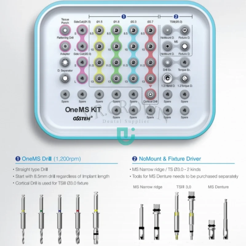 Kit Brocas Odontológicas Osstem, Implantes Place, Áreas Estreitas, Plantologia, Imologia, Novo