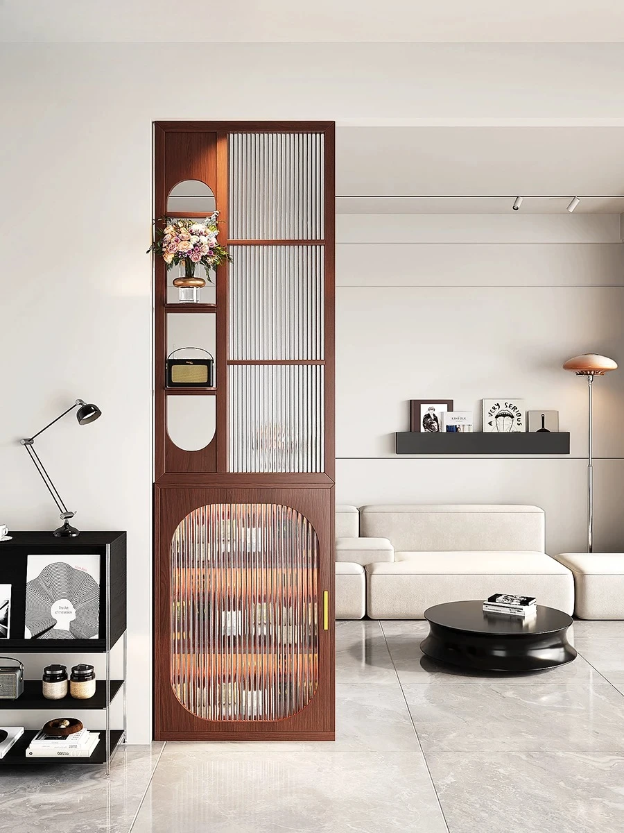 Entry entrance glass screen partition locker living room dining room solid wood wine cabinet bathroom half wall modern simplicit