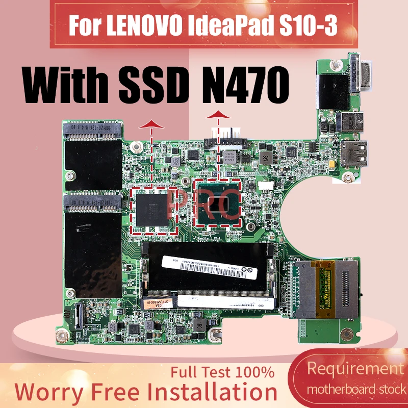 

DA0FL5MB6D1 For LENOVO IdeaPad S10-3 Laptop Motherboard N470 SLBMF DDR2 With SSD Notebook Mainboard