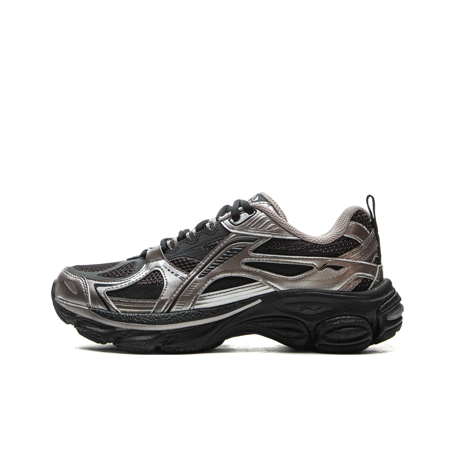 Li Ning Fuyao Boom Cushioning Slip Resistant Abrasion Resistant Rebound Low top Running Shoes Women's Silver Black ARXV006-4
