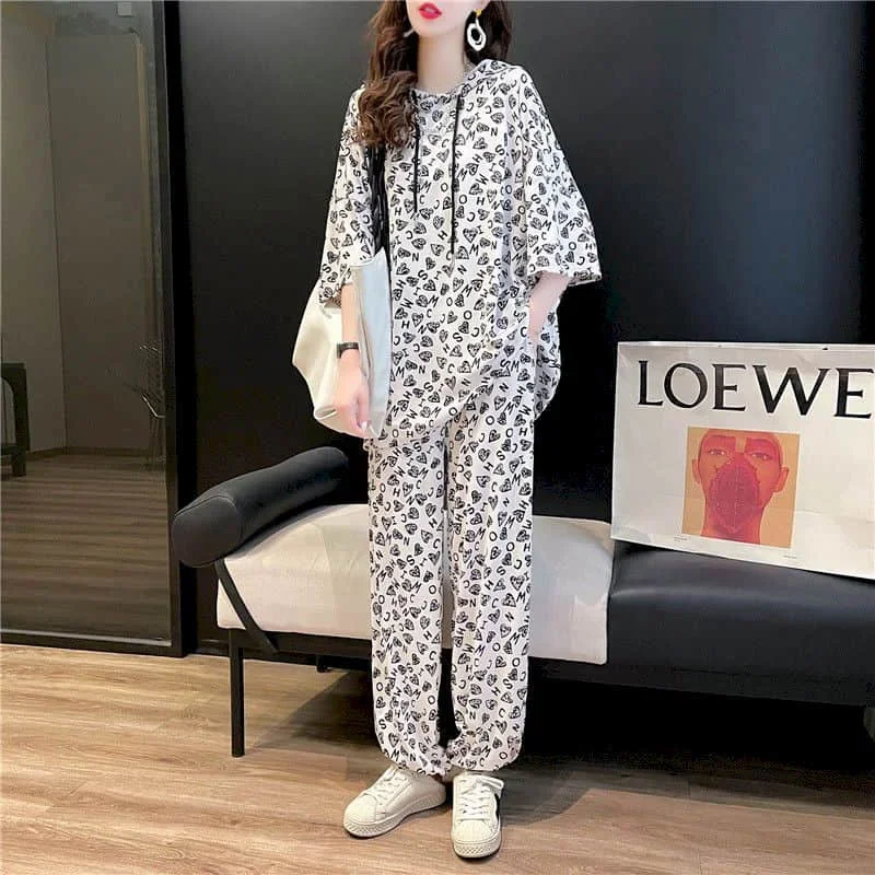 

Pop Pants Sets Casual Fashion Korean Style Tops Lace-up Baggy Pants Women's Tracksuit New In Matching Set Two Piece Set For Wom