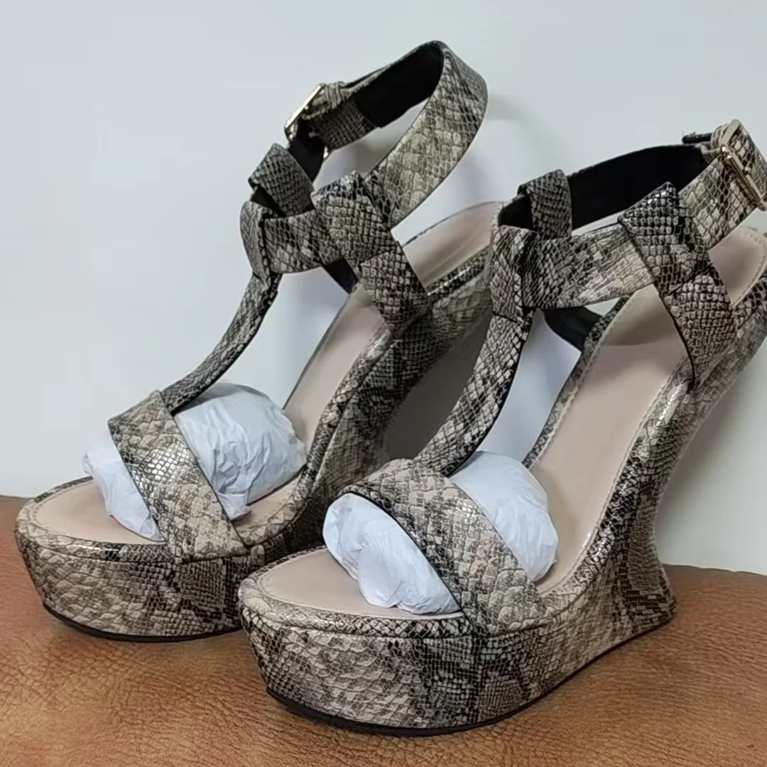 

Strange Style Heel Women Novelty Shoes Metallic Leather Fashion High Heels Slingback T-Tied Mixed Color Summer Sandals