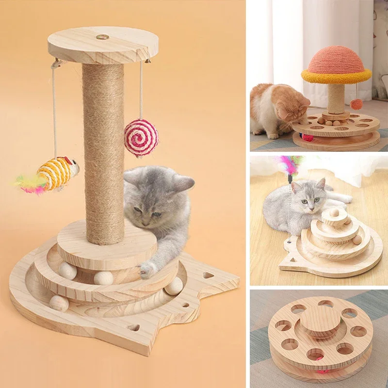 

Teasing Kitten Solid Toy Universal cat Stick Special Wood Self-entertainment Price Turntable pet Set