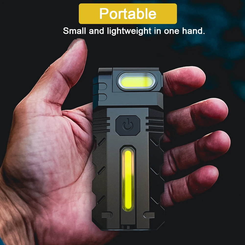 Magnetic LED Flashlight Compact Torch USB Rechargeable EDC Pocket Flashlight Portable Work Light for Outdoor Emergency