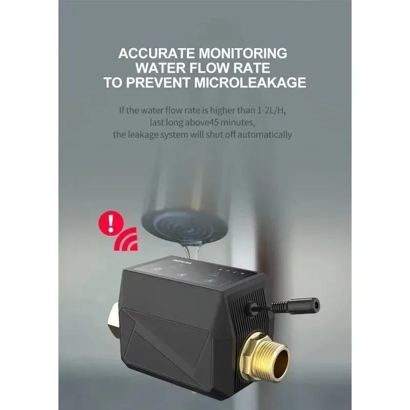 Wifi Water Monitor Leak Detection Sensor with Shut off Valve APP Control Home Security Water Leak Detector Fuga De Agua