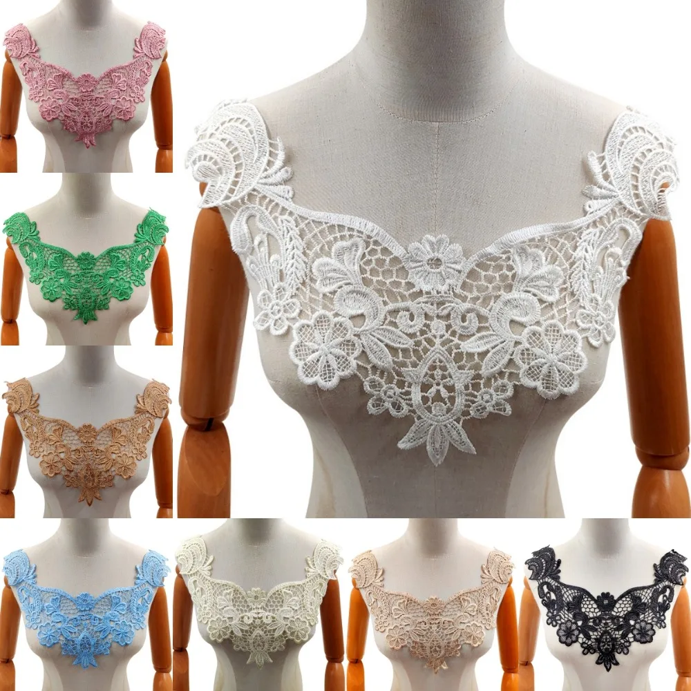 Embroidered Brooch Flower Lace Collar Hollow Out DIY Sewing Needle Arts Craft Accessories handmade material Embroidery