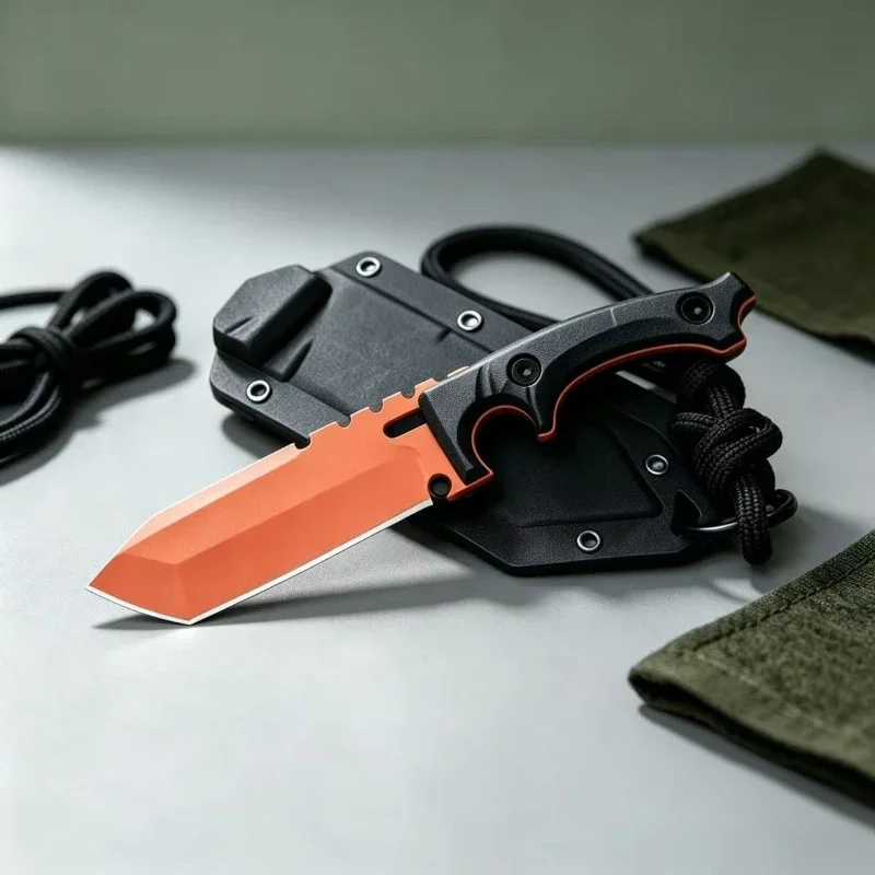 2026 New outdoor small straight knife, with knife cover, survival knife EDC tool, fishing, camping, pocket knife